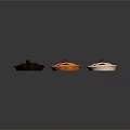 Three Assorted Delicious Pies With Lattice Crust In Different Colors