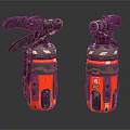 Red Fire Extinguishers With Metal Handles And Nozzles On Reflective Surface