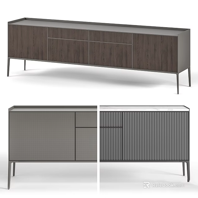 Modern Storage Cabinet With Sleek Design Wooden Panels And Metal Legs 3d model 