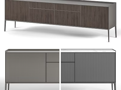 Modern Storage Cabinet With Sleek Design Wooden Panels And Metal Legs 3d model