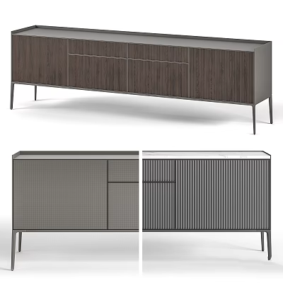 Modern Storage Cabinet With Sleek Design Wooden Panels And Metal Legs 3d model