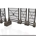 Modern Industrial Room Dividers With Metal Mesh Wooden Frames And Stone Blocks