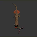 Colorful Lizard Like Game Movie Character With Pink Flower Shaped Head And Orange Red Spots