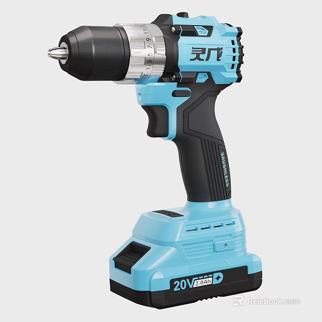 High Quality Blue Cordless Electric Drill with Rechargeable Battery for Daily Use 3d model 
