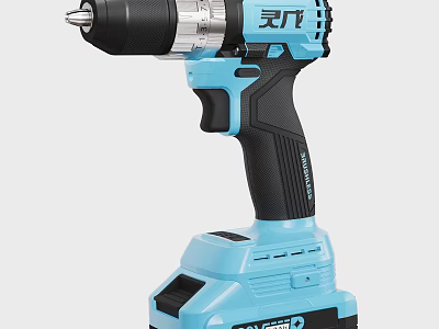 High Quality Blue Cordless Electric Drill with Rechargeable Battery for Daily Use 3d model