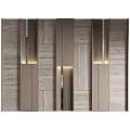 Modern Textured Background Wall With Marble Panels Vertical Strips And Built-in Lighting 3d model