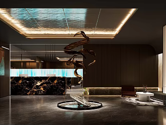 Modern lobby front desk 3d model