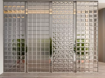 Modern Glass Room Dividers With Various Geometric Patterns For Interior Design 3d model