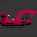 Pink Sleigh Shaped Kids Play Equipment With Wings Green Accents And White Seat