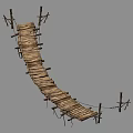Rustic Traditional Wooden Bridge With Planks Rope Support And Structure Design