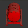 Red Industrial Drum Equipment with Metal Support Stand and Heavy Duty Structure