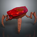3D Fantasy Creature Character With Red Carapace Blue Eyes And Long Legs