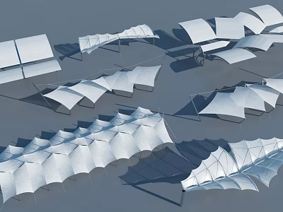 Tensile Membrane Structures Featuring Various Modern Outdoor Design Concepts 3d model