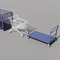 Industrial Equipment Including Blue Metal Cage White Shopping Cart Platform Cart And Basket