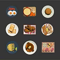Assorted Delicious Foods Including Tacos Pancakes Sushi Fried Chicken And Burgers