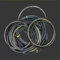 Durable Black Coiled Hoses with Yellow Ties for Hardware Tools Use 3d model