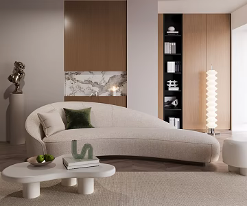 Arc Sofa Coffee Table Combination Living Room Space Special-shaped Sofa Floor Lamp Sculpture 3d model