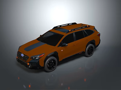 Orange SUV With Roof Rack Black Wheels And Sporty Exterior Design 3d model