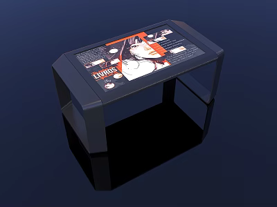 Interactive Computer Table with Digital Display Screen Showing Anime Content via LUMION 3d model