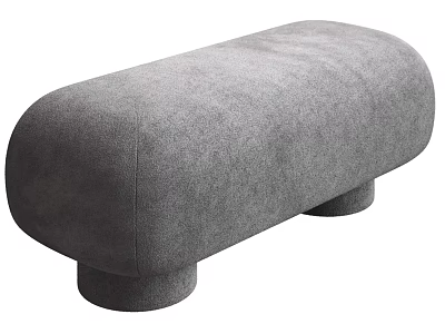Modern Gray Upholstered Sofa Bench With Rounded Shape And Cylindrical Legs 3d model