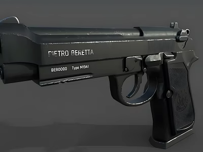 Black Beretta M9A1 Pistol With Modern Tactical Design And Grip Details 3d model