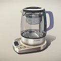 Modern TOEK Electric Kettle Featuring Transparent Glass Body Purple Handle And Silver Base Control Panel