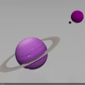Purple Planets With Rings And Small Blue Celestial Body In Space Background