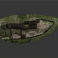 Exquisite Castle Style Residential Building 3D Model on Hill with Green Vegetation and Wall
