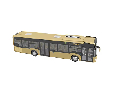 Golden Modern City Bus With Large Windows Roof Vents And Side Passenger Doors 3d model