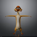 Playful Cartoon Meerkat With Orange And White Body Red Eyes Standing With Arms Outstretched
