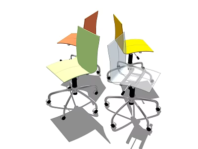 Modern Office Chair In Multicolored Tones With Rolling Wheels And Sleek Design 3d model