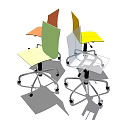 Modern Office Chair In Multicolored Tones With Rolling Wheels And Sleek Design