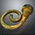 Ancient Golden Spiral Weapon With Ornate Design And Intricate Carvings