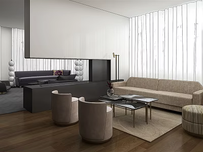 Modern Living Room Sofa Coffee Table Set With Beige Upholstery Glass Top And Accent Chairs 3d model