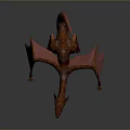 3D Rendered Red Dragon with Open Mouth Sharp Teeth and Wings Lying on Smooth Surface