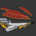Elegant Beaded Model Ship Decoration With Red Sails White Hull And Yellow Accents