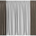 Dark Brown Velvet And White Sheer Floor Length Curtains For Modern Interior Design