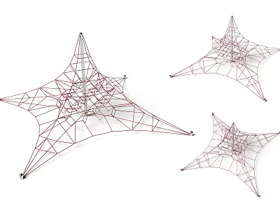 Outdoor Playground Equipment Star Shaped Metal Frame Climbing Structures Three Pieces For Kids Fun Activity 3d model