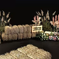 Romantic Wedding Photo Check In Spot With Sofa Flower Arrangements And Straw Decor