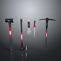 Set of Professional Hand Tools Including Hammer Wrench Saw and Pickaxe