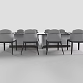 Modern Dining Table Set With Marble Top And Upholstered Gray Chairs 3d model