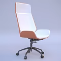 Modern Single Office Chair With White And Orange Upholstery Ergonomic Design Black Caster Wheels Base