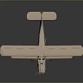 Detailed Vintage Biplane Model Light Colored On Dark Reflective Background