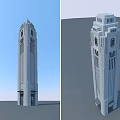 Modern Clock Tower Architectural Design With Stone Exterior And Vertical Structure 3d model