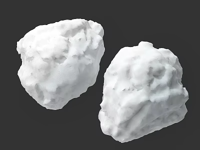 Two Natural White Rough Textured Block Objects On Black Background 3d model