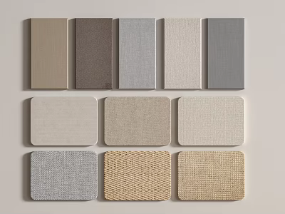 Various Textured Decorative Panel Samples With Beige Gray Brown Neutral Tones For Interior Design 3d model