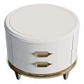 Modern Elegant White Nightstand With Three Drawers Gold Diamond Handles And Metal Legs