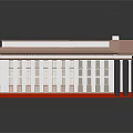 Cartoon Style Building Scenery with Symmetrical Model White Pink Facade Red Base Dome and Reflection