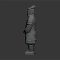 Ancient Chinese Terracotta Warrior Sculpture With Intricate Armor And Crossed Hands Pose