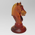 Elegant Decorative Horse Head Ornament Amber Crystal Figurine With Red Base